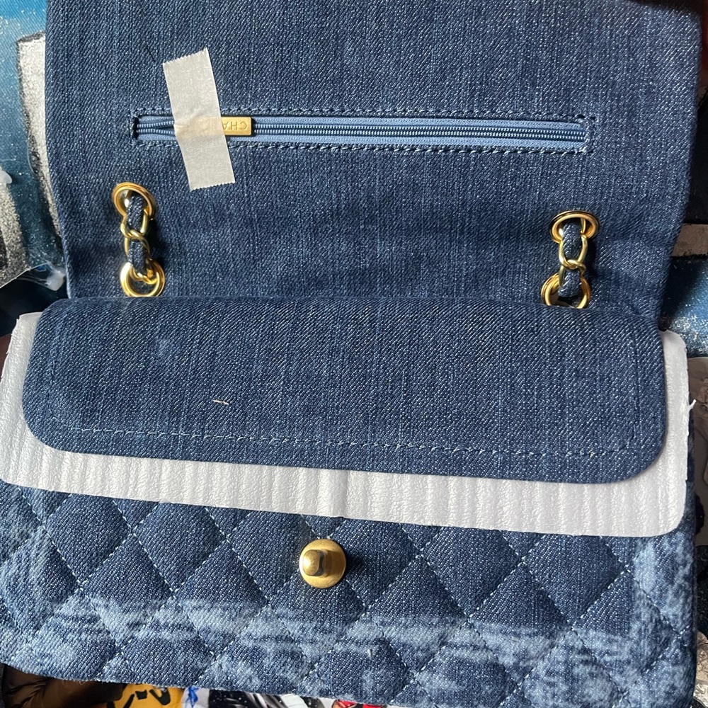 Blue Quilted Shoulder Bag - Picture 6 of 6